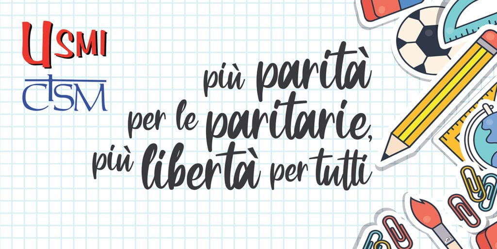 Banner con un tema scolastico di 2m per 1m realizzato per l'usmi in favore delle scuole paritarie
