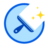 Icona raffigurante un tergicristallo manuale blu al centro di un cerchio azzurro, bordato blu. Il cerchio e parzialmente mancante perchè "pulito" dal percorso del tergicristallo